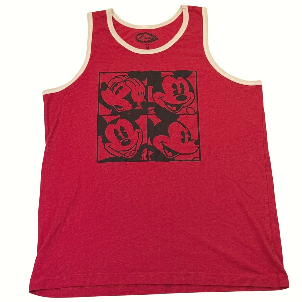 Disney Mickey Mouse Red Ringer Tank Top Graphic Womens Medium 1199A3